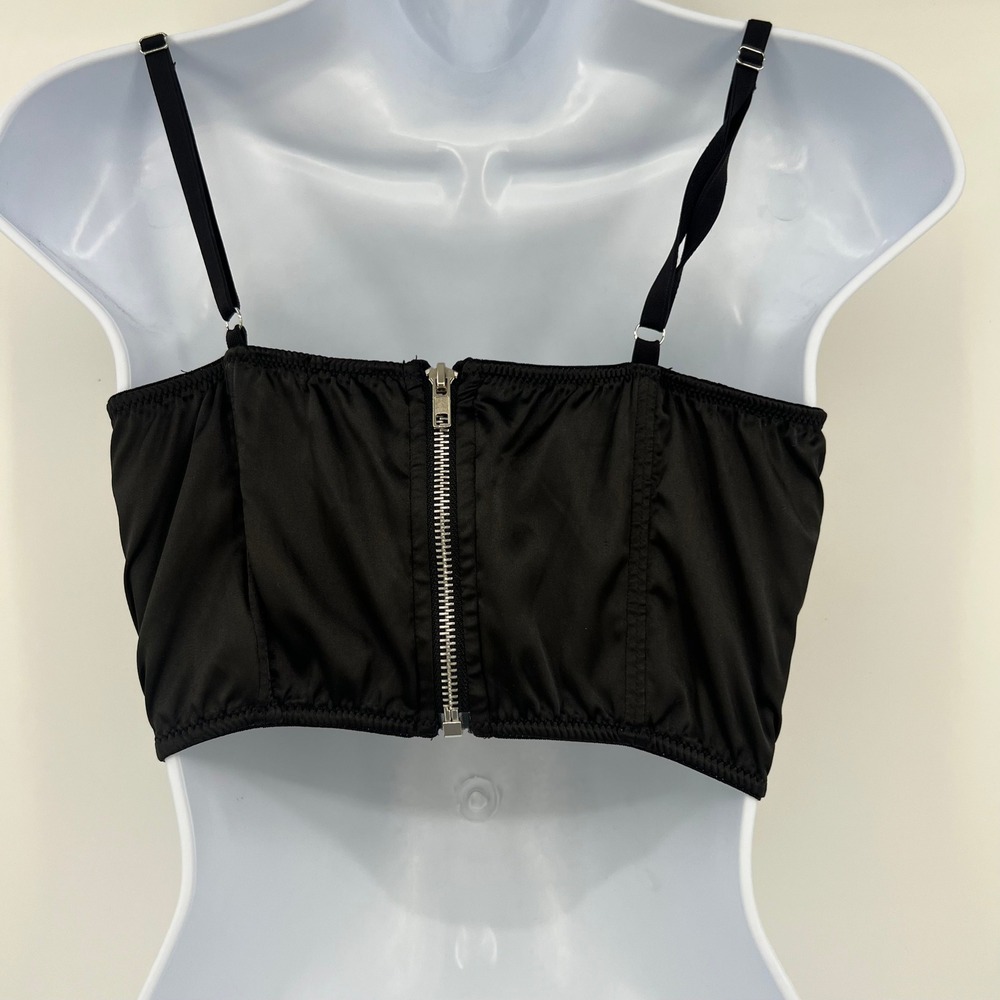 Urban Outfitters Black Satin Corset Top Medium M Cowl Neck Bustier Goth Chic - Picture 2 of 8